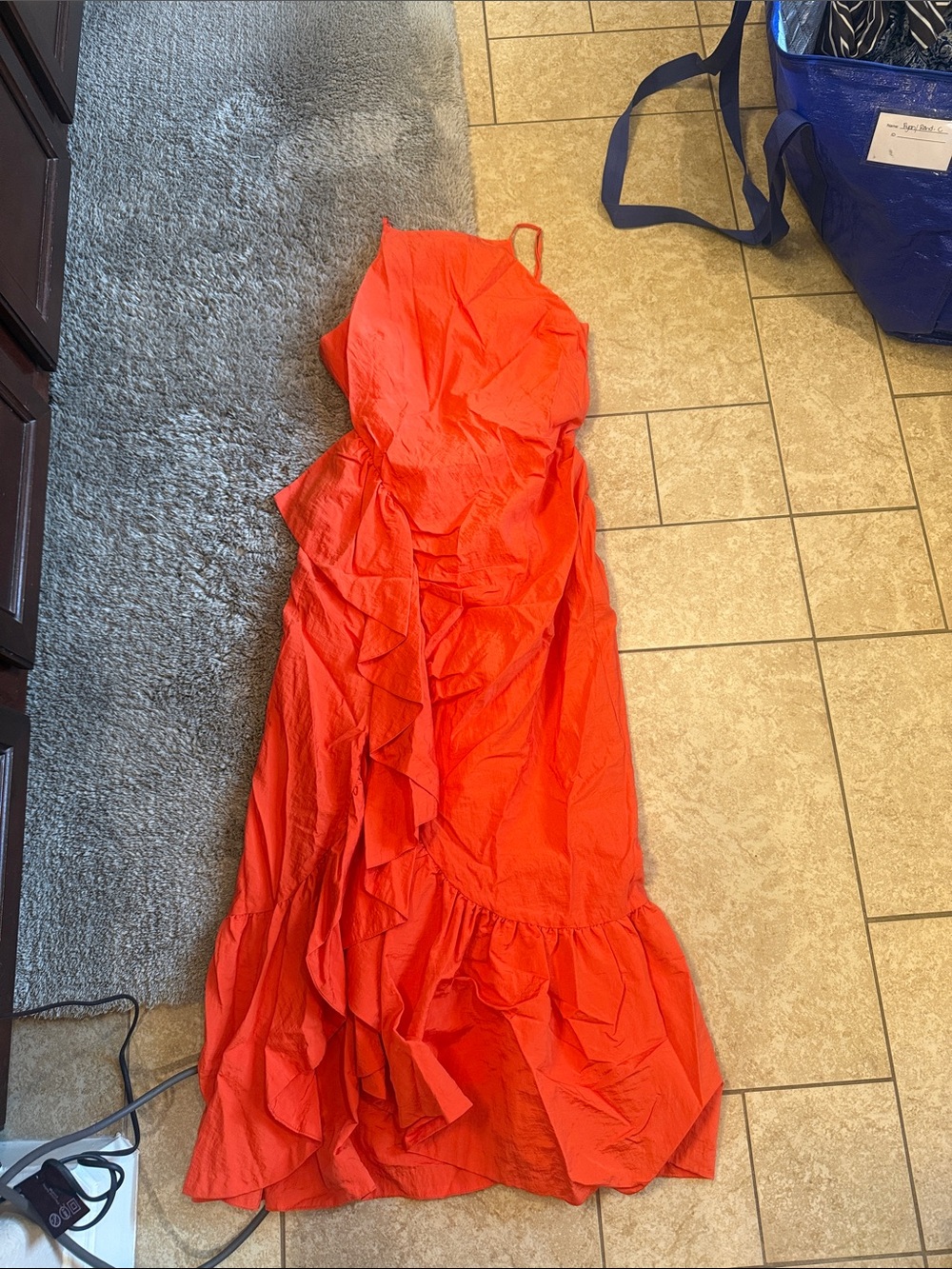 cinq a sept Red Ruffle Midi Dress